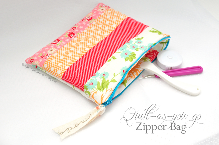 Free Zipper Bag Pattern- Quilt as you Go Method - Simple Simon and Company