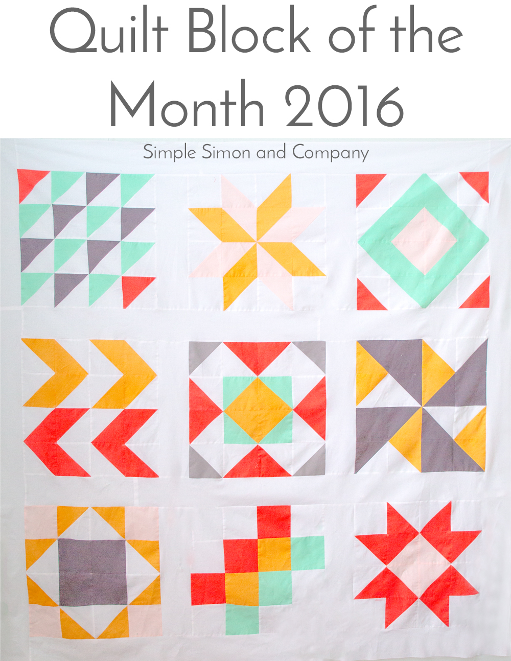 2016 Quilt Block of the Month Quilt Top Simple Simon and Company