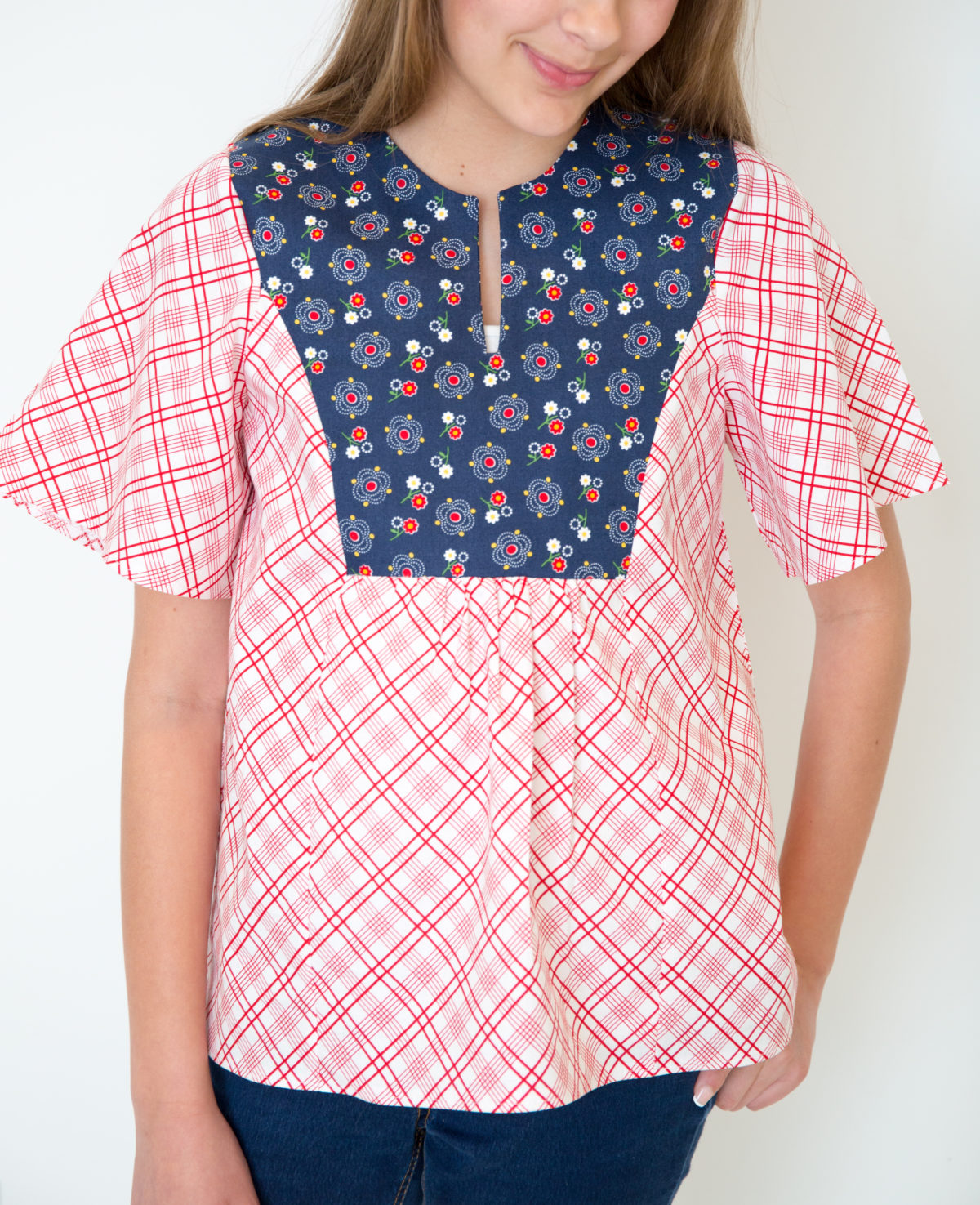 Girls Beatrice Bow Blouse SS BB Gingham